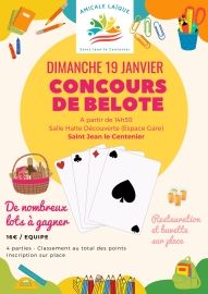 Affiche concours de belote saint jean le centenier 2025