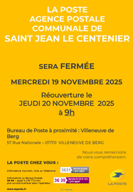 Fermeture exceptionnelle agence postale communale