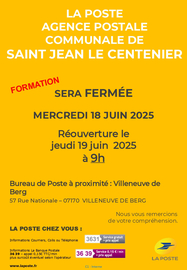 Fermeture exceptionnelle de l'Agence Postale Communale
