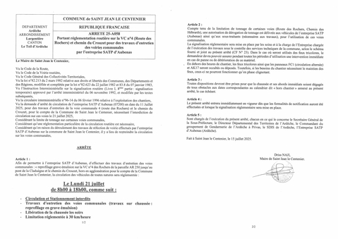 Arrêté 25-A058