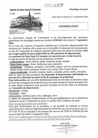 Arrêté de reconnaissance ministériel de pertes de récoltes suite aux orages (grêle) de mai à juillet 2026 sur 98 communes du département