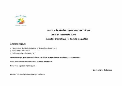 Assemblée générale de l'Amicale Laïque