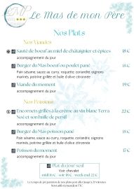 carte-hiver-2023-2024 restaurant mas de mon pere saint jean le centenier