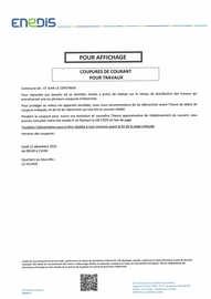 Courrier ENEDIS coupure de courant du 22 décembre 2025