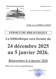 Fermeture bibliothèque