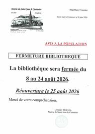 Fermeture de la bibliothèque du 8 au 24 août 2026