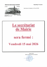 Fermeture exceptionnelle du secrétariat de Mairie