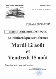 fermeture estivale 2025 