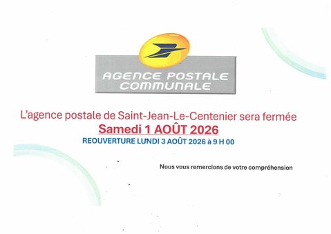 Fermeture exceptionnelle de l'agence postale communale