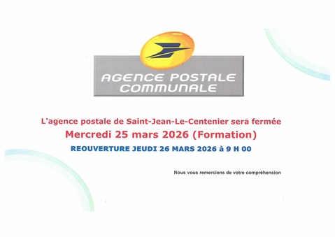 Fermeture exceptionnelle agence postale communale