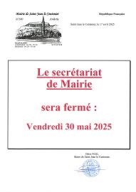 Fermeture mairie 30 mai 2025