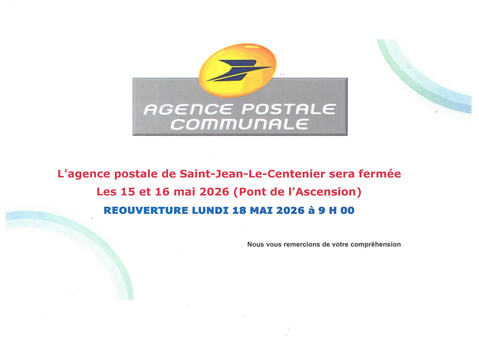 Fermeture exceptionnelle agence postale communale