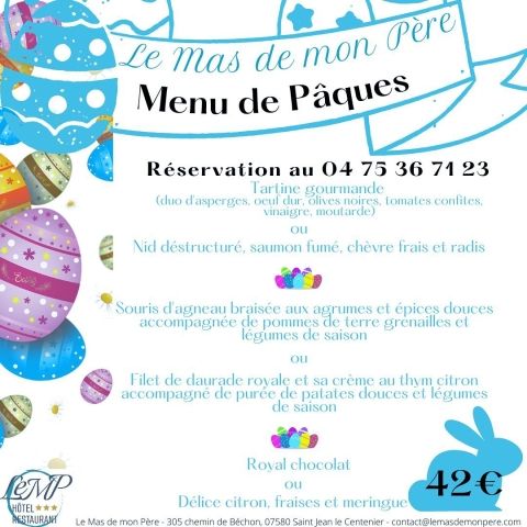 menu de pâques Mas de mon père
