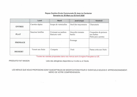 Semaine du 30 au 3 avril