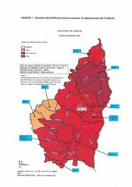 Situation des différents bassins versant du département de l'Ardèche